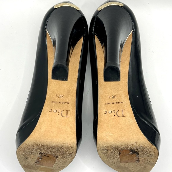 Christian Dior Black Peep Toe with Gold Hardware - Picture 9 of 10